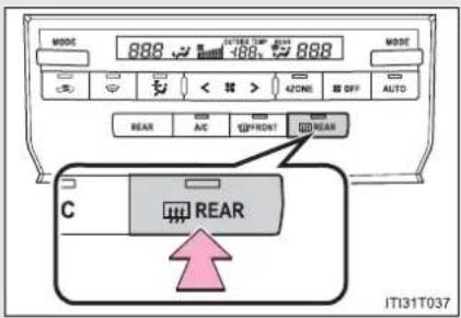MODE 888 OUTRUST 100 888 MODE AC < > A2CNE OFF AUTO REAR AC FRONT REAR C REAR JT131T037