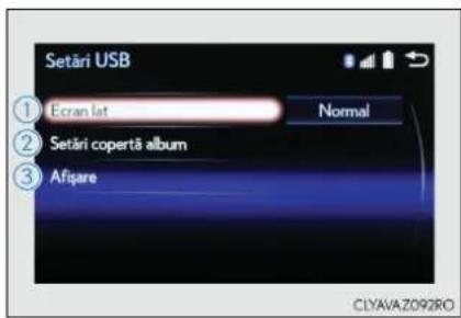Setări USB Ecran lat Normal Setări copertă album Afșare CLYAVA Z092RO