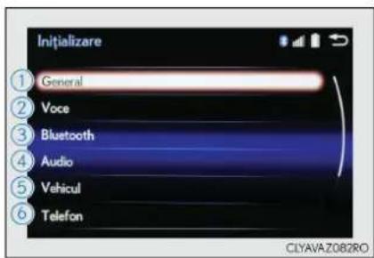 Initializare 1 General 2 Voce 3 Bluetooth 4 Audio 5 Vehicul 6 Telefon CLYAVAZ082RO