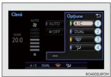 Climă AUTO TEMP 20.0 AUTO OFF A/C Dual Optiune A/C 1 DUAL 2 3 4 ... A/C DUAL RO4002LIFOM