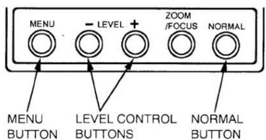 MENU - LEVEL + ZOOM /FOCUS NORMAL MENU BUTTON LEVEL CONTROL BUTTONS NORMAL BUTTON
