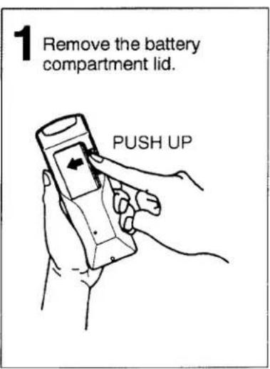 1 Remove the battery compartment lid. PUSH UP