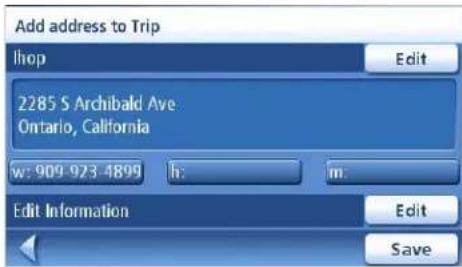 Add address to Trip Ihop Edit 2285 S Archibald Ave Ontario, California w: 909-923-4899 h: m: Edit Information Edit Save