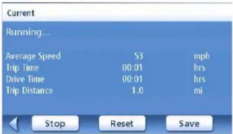 Current Running... Average Speed 53 mph Trip Time 00:01 hrs Drive Time 00:01 hrs Trip Distance 1.0 mi Stop Reset Save