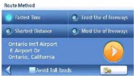 Route Method Fastest Time Least Use of Freeways Shortest Distance Most Use of Freeways Ontario Intl Airport E Airport Dr Ontario, California Avoid Toll Roads