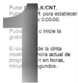 Pulse C/CLK/CNT. Pulse C/CLK CNT para establecer 0:00:00. Pulse C/CLK CNT o inicie la El corte de la cinta mostrado, hora actual de program en horas, minuto, en el segundos.