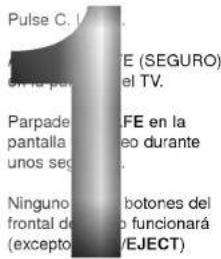 Pulse C. L. 17 FTE (SEGURO) en la per del TV. Parpade la FFE en la pantalla unos seg Ninguno botones del frontal o funcionará (excepto /EJECT)