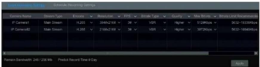 Speco Technologies N8WA4 - Encode Parameters Setting - 1