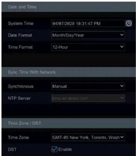 Speco Technologies N8WA4 - Date and Time Configuration - 1