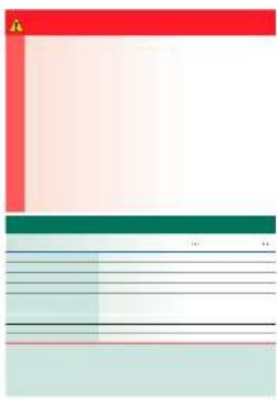 Document template with red header, green bottom section, and blue horizontal lines with placeholder text