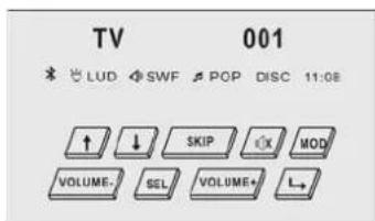 TV 001 LUD SWF POP DISC 11:08 ↑ ↓ SKIP ✕ MOD VOLUME/ SEL VOLUME+ L→