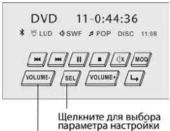 DVD 11-0:44:36 LUD SWF POP DISC 11:08 VOLUME- SEL VOLUME+ L→ Щелкните для выбора параметра настройки