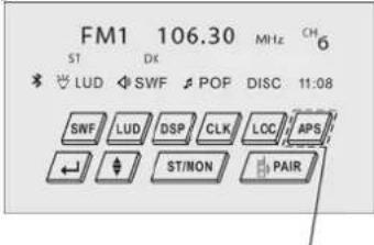 FM1 106.30 MHz CH ST DK LUD SWF POP DISC 11:08 SWF LUD DSP CLK LOC APS ← ST/NON PAIR