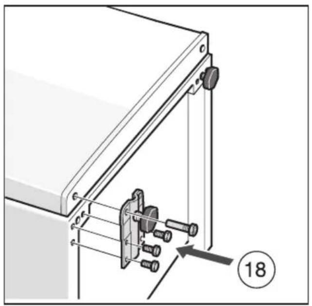 Technical diagram showing mechanical assembly with labeled parts and numbered annotation (18)
