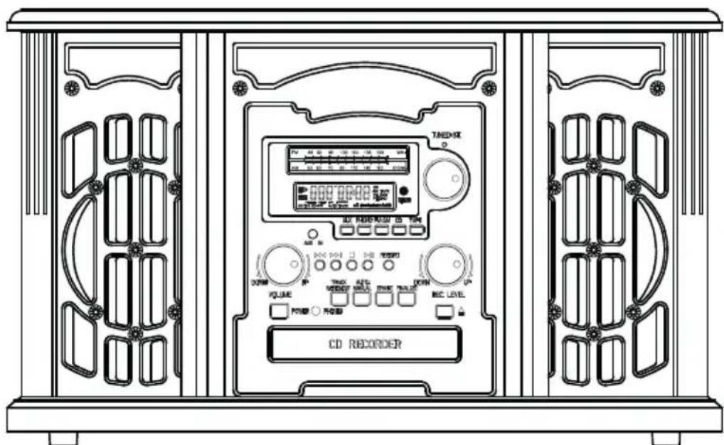 Orava RR-64 - Retro rádio s gramofónom, CD rekordérom, kazetovým magnetofónom, USB konektorom a slotom pre SD kartu - 1