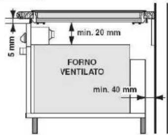 5 mm min. 20 mm FORNO VENTILATO min. 40 mm