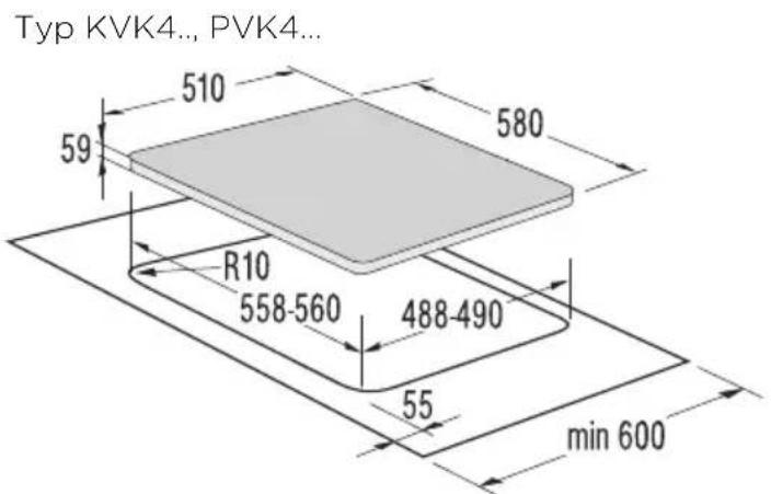 Typ KVK4.., PVK4... 510 580 59 R10 558-560 488-490 55 min 600