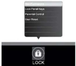 Edit Panels Lock Panel Keys Parental Control User Reset LOCK