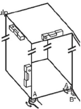 Diagram of a mechanical or electrical component with labeled points A, B, and C, showing connections and supports.