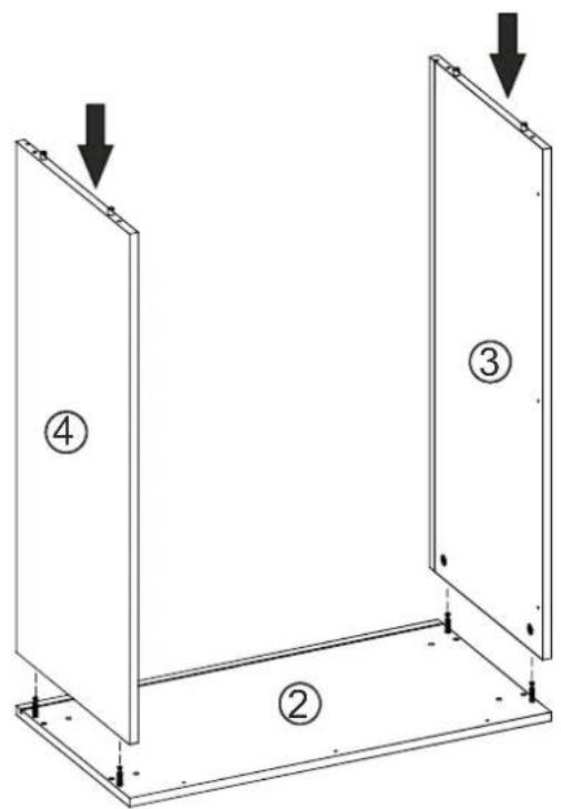 Technical diagram showing four labeled components (②, ③, ④) with downward arrows indicating assembly or force direction.