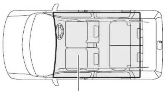 NISSAN Moco (2015) - エンジン始動/電源切替え/ 携帯リモコン車外持ち出し警告の作動範囲(車内) - 1