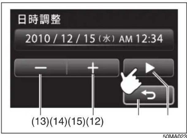 NISSAN Moco (2015) - 項目送りキー(15)をタッチし、調整したい項目を選択します。 - 1