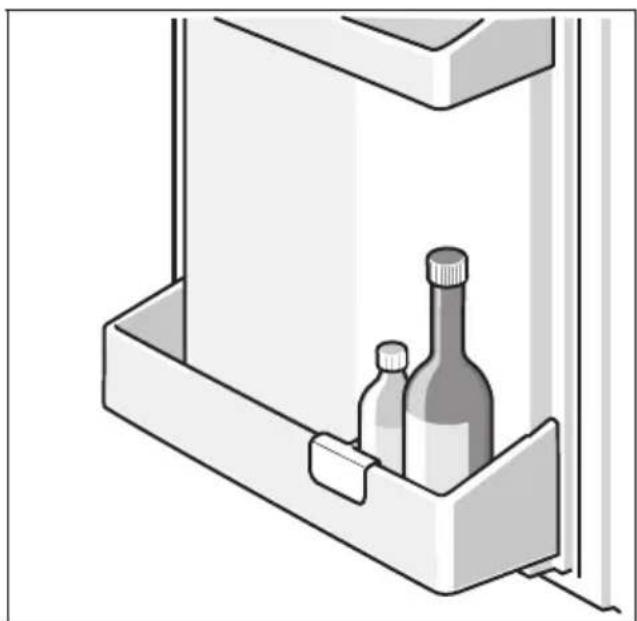 Illustration of a cabinet with two bottles on one side and a smaller container, no text or symbols present.