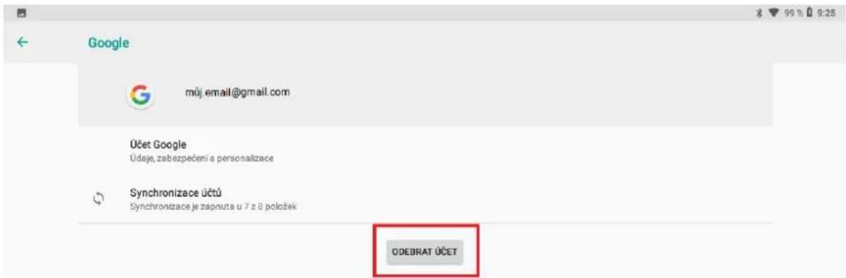 Google můj email@gmail.com Účet Google Údaje, zabezpečení a personalizace Synchronizace účtů Synchronizace je zapnuta u 7 z 8 položek ODEBRAT ÚČET