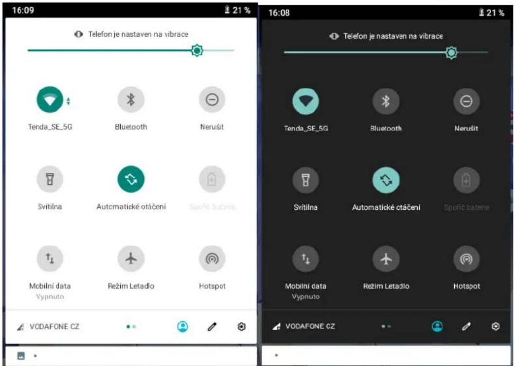 16:09 Telefon je nastaven na vibrate Tenda_SE_5G Bluetooth Nerusit Svitilna Automatické otáčení Spotí bůčníje Mobilní data Vypnuto Režim Letadlo Hotspot VODAFONE CZ 16:08 Telefon je nastaven na vibrate Tenda_SE_5G Bluetooth Nerusit Svitilna Automatické otáčení Spotí bůčníje Mobilní data Vypnuto Režim Letadlo Hotspot VODAFONE CZ