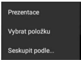 Prezentace Vybrat položku Seskupit podle...