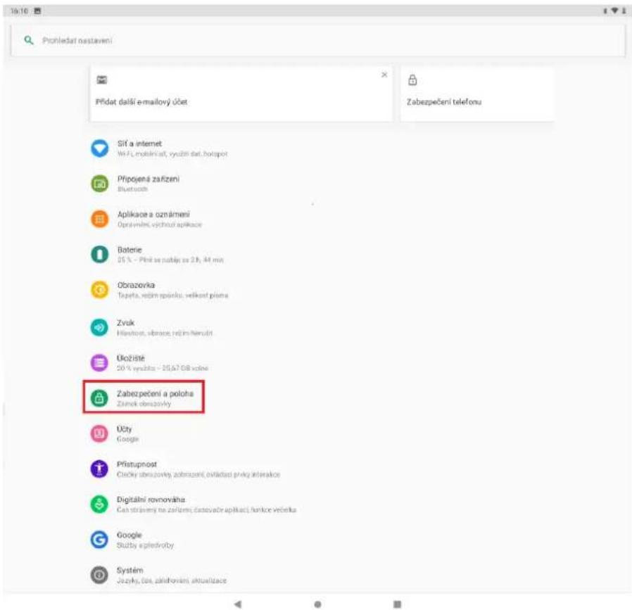 Přídot další e-mailový účet Sít a internet Vit FL mobilekai, vysztín dat, hotspot Přípojená zařízení Bluetooth Aplikace a oznámění Opravelné, výchnost aplikace Boterie 25 % - Přínot se nabídy za 2 h, 44 můn Obrazovka Tapeta, veším spánku, velkovat plama Zvuk Hlastnost, svídno, nejím něružní Ukožiště 20 % vysztín – 25,67 GB volné Zabezpečení a poloha Zánek obrazovky Účty Google Přístupnost Čicky obrazovky, zobrazení, ovládost prvyk idekrakce Digitální rovnováha Čaň strávemý na zařízení částováče aplikací, funkce večenka Google Sluzby a předvořby Systém Jazvý, čas, záliforvání, aktueltace