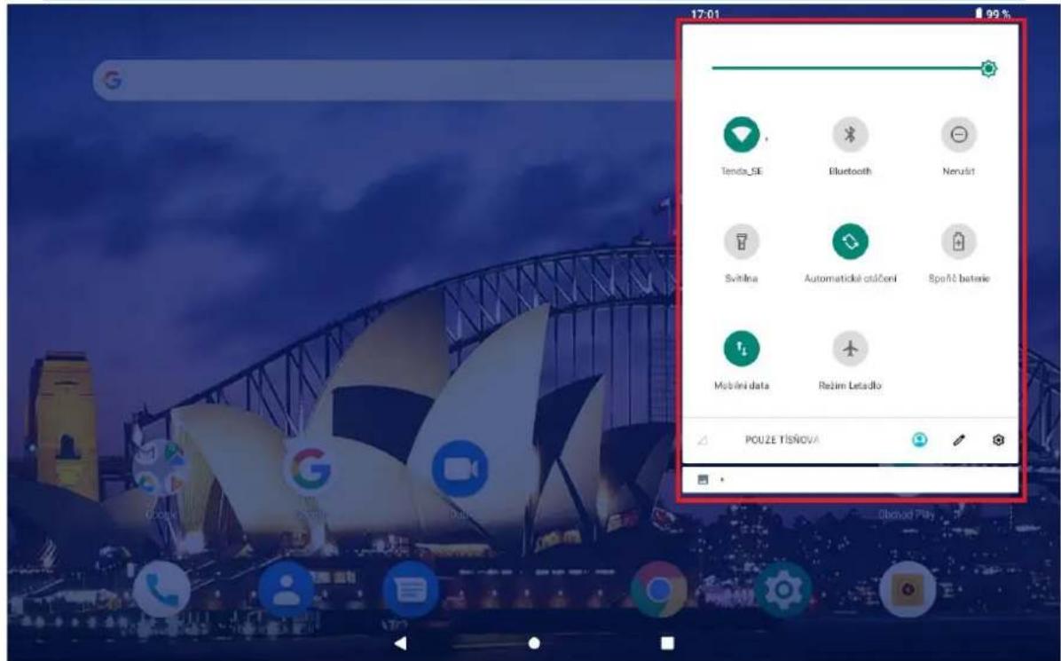 17:01 99% Tenda_SE Bluetooth Nerusit Svitina Automatická ctsčení Spaňč baterie Mobříni data Režim Letadlo POUŽE TISNOVA
