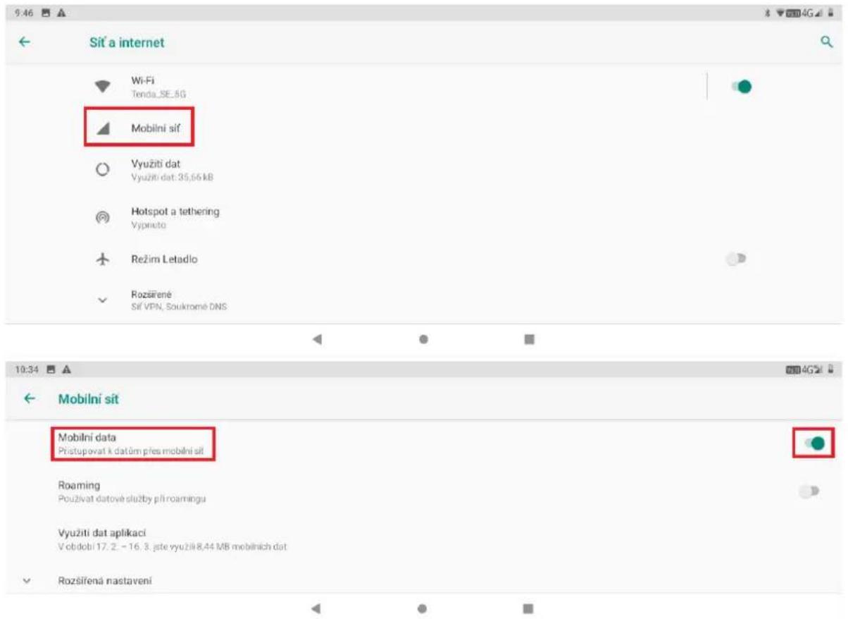 Sít a internet Wi-Fi Tenda_SE_5G Mobilni síf Využiti dat Využiti dat: 35,66 kB Hotspot a tethering Vypnuto Režim Letadlo Rozářené Síf VPN, Soukromé DNS 10:34 Mobilni sít Mobilni data Přístupovať k datům přes mobilni sít Roaming Použivat datové služby při roamingu Využiti dat aplikaci V období 17. 2. - 16. 3. šte využili 8,44 MB mobilních dat Rozšířená nastavení