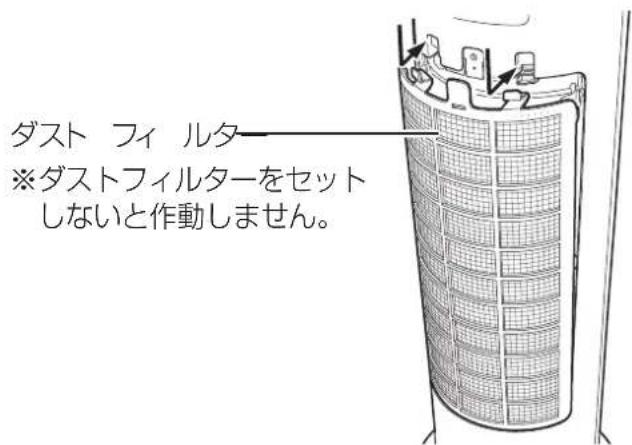 ダスト フィルタ ※ダストフィルターをセット しないと作動しません。