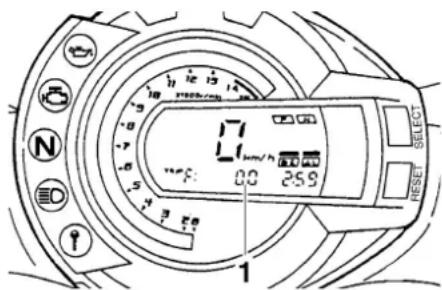 YAMAHA FZ6-N (2007) - Kilométerszámláló, napi számlálók és digitális fordulatszámmérő üzemmódok - 1