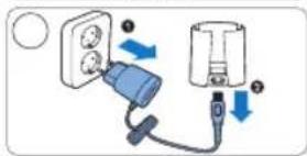 Diagram showing installation of a wall socket connected to a battery, with directional arrows indicating installation steps.
