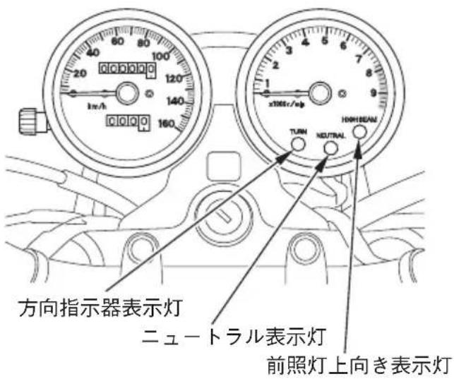 方向指示器表示灯 ニュートラル表示灯 前照灯上向き表示灯