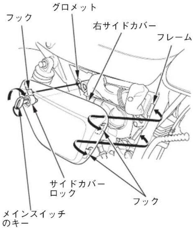グロメット フック 右サイドカバー フレーム サイドカバー ロック メインスイッチのキー フック
