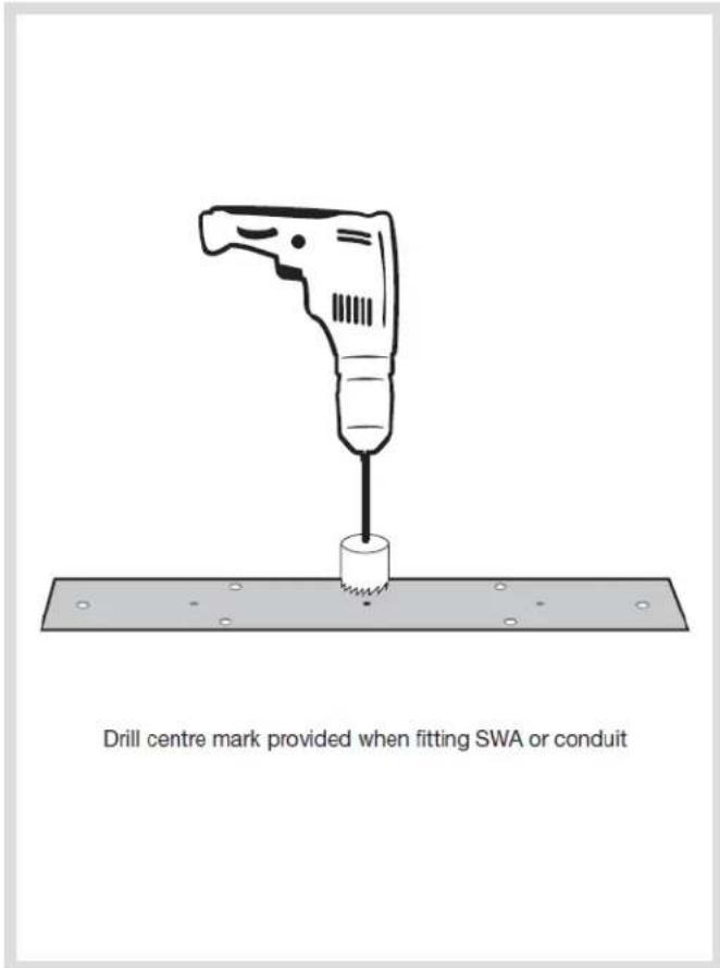 Drill centre mark provided when fitting SWA or conduit