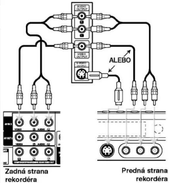 AUDIO OUTPUT VIDEO OUTPUT V-VIDEO OUTPUT ALEBO Zadná strana rekordéra Predná strana rekordéra