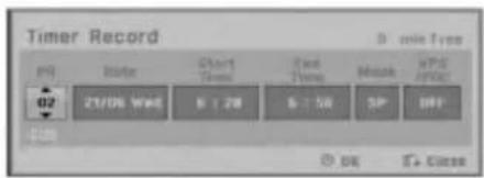 Timer Record 02 27/06 WME 5:28 5:58 5P OFF OK S+ Close