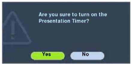 Are you sure to turn on the Presentation Timer? Yes No