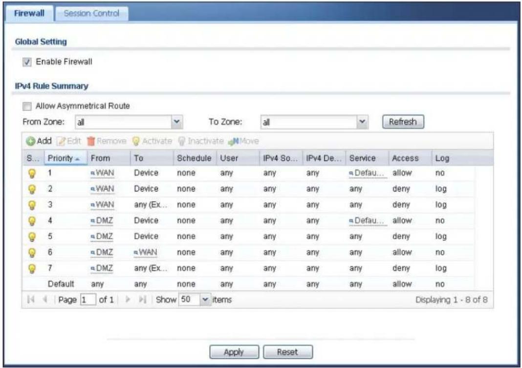 ZYXEL iCard 300U UAG5100 - Configuring the Firewall Screen - 1