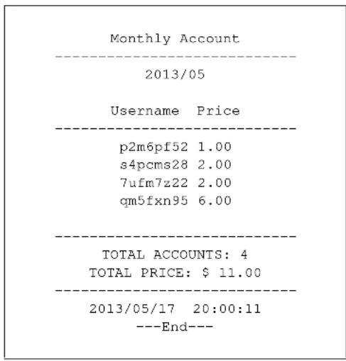 ZYXEL iCard 300U UAG5100 - Monthly Account Summary - 1