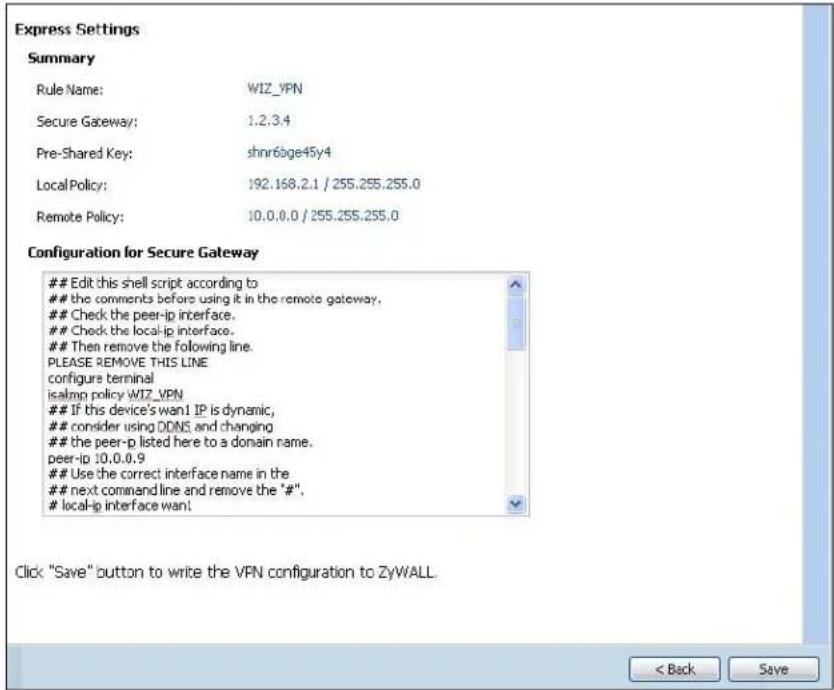ZYXEL iCard 300U UAG5100 - VPN Express Wizard - Summary - 1