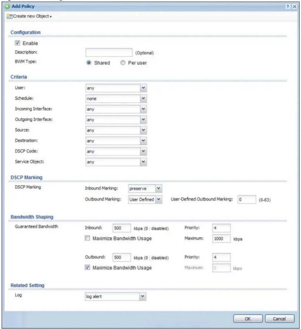 ZYXEL iCard 300U UAG5100 - The Bandwidth Management Add/Edit Screen - 2