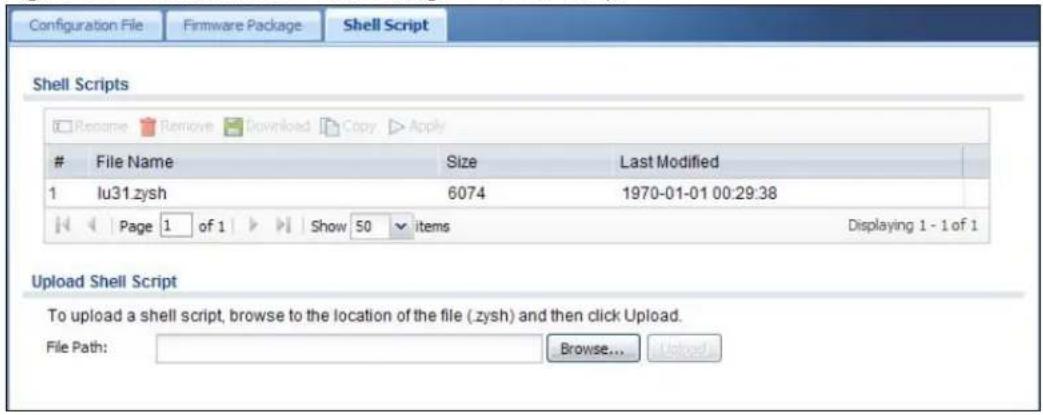 ZYXEL iCard 300U UAG5100 - The Shell Script Screen - 1