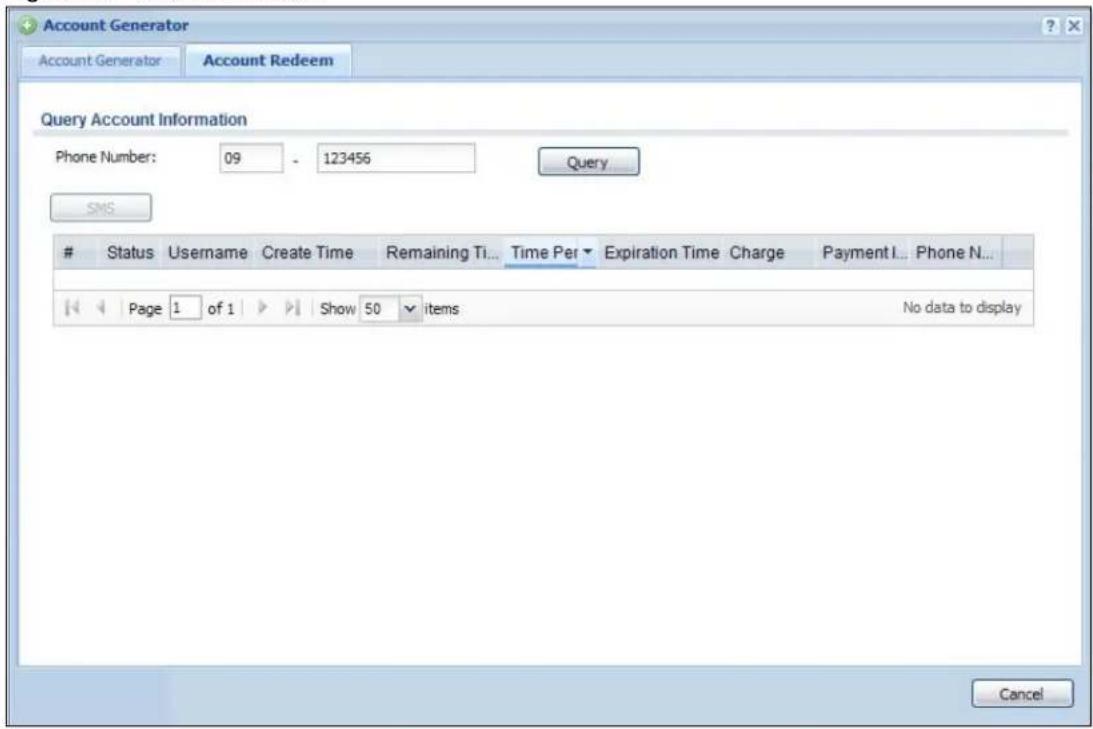 ZYXEL iCard 300U UAG5100 - The Account Redeem Screen - 1