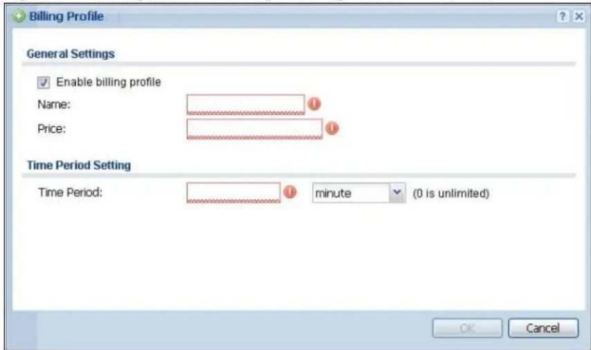 ZYXEL iCard 300U UAG5100 - The Billing Profile Add/Edit Screen - 1