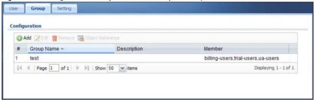 ZYXEL iCard 300U UAG5100 - User Group Summary Screen - 1